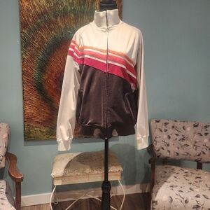 Vintage Billabong Women's White and Brown Bomber Jacket